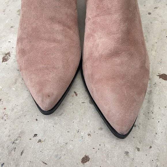 & Other Stories Cotton Candy Pink Suede Ankle Chelsea Boots Winklepickers 40/9 - Picture 3 of 8